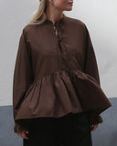 Frill Sleeve Peplum Shirt