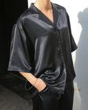 Half Sleeve PJ Collar Lace Shirt