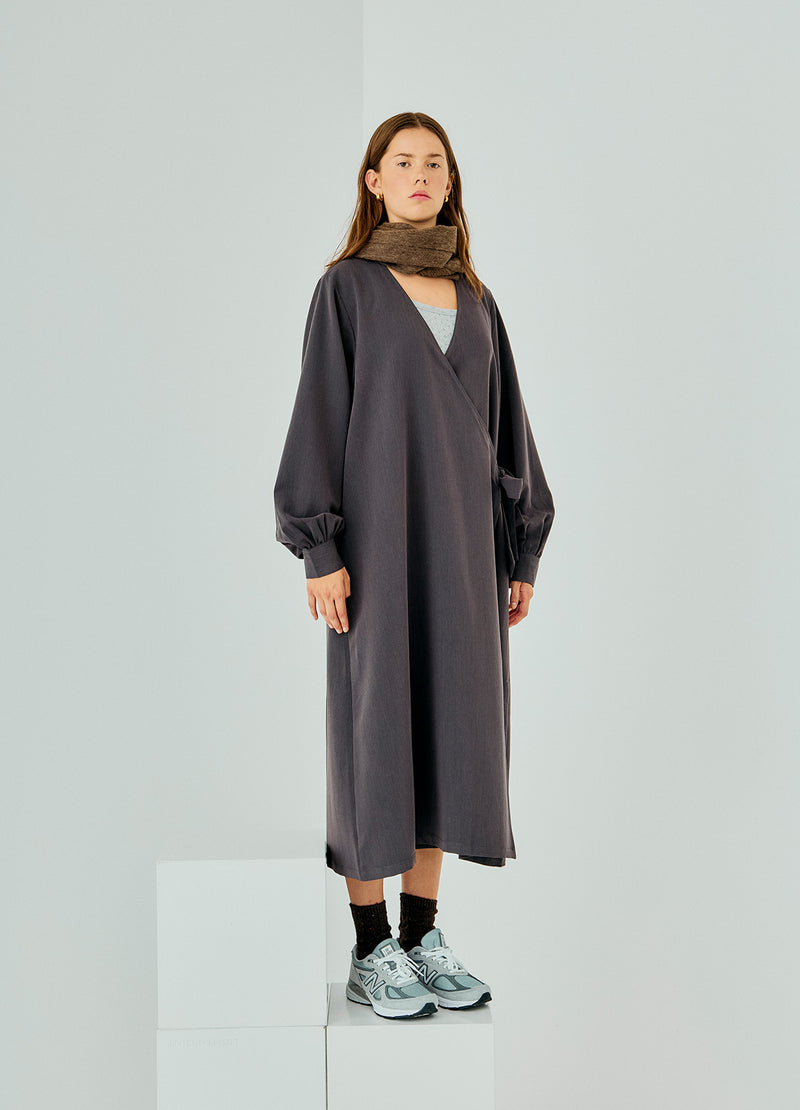 Plain Long Wrap Dress image 2