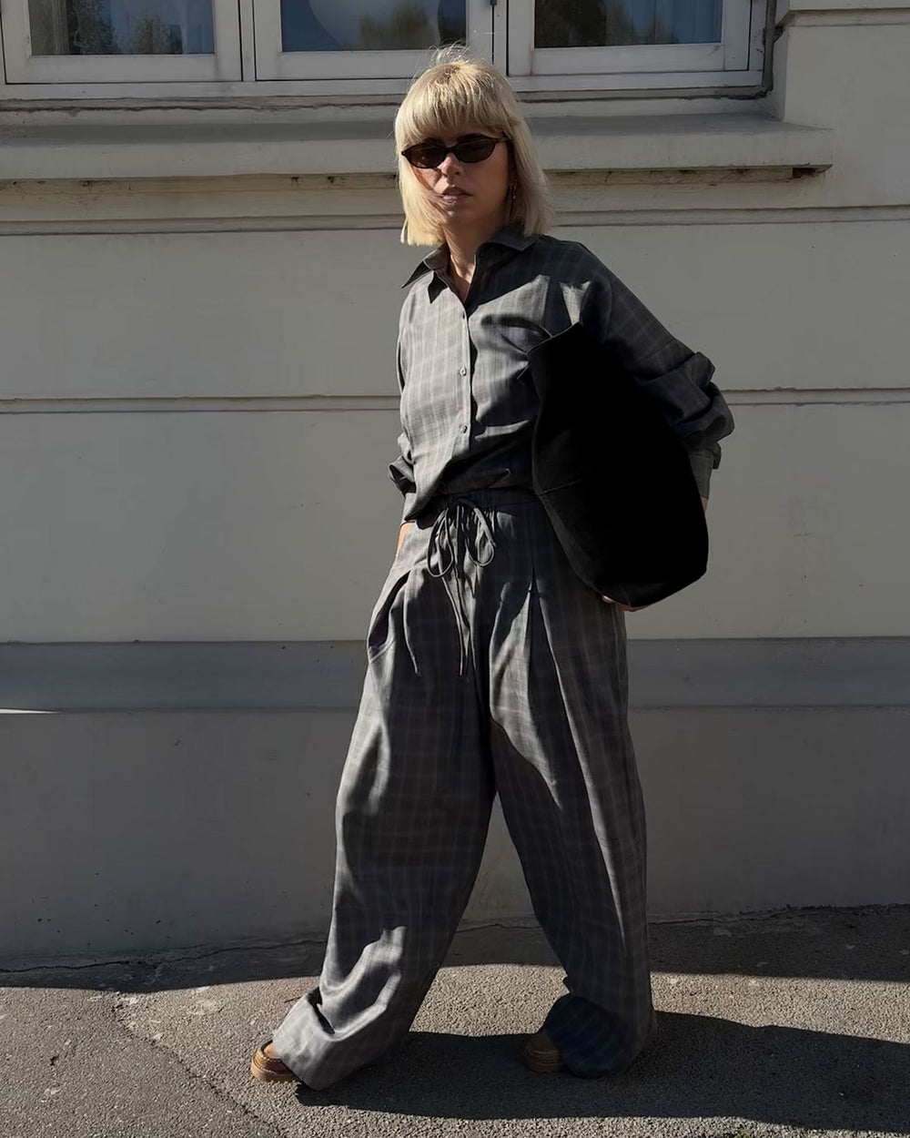 Pleated Wide Leg Wool Pant