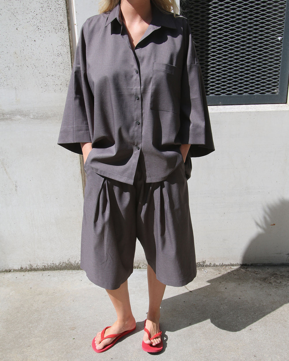 Pleated Wide 3/4 Pant