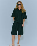 Pleated Wide 3/4 Pant