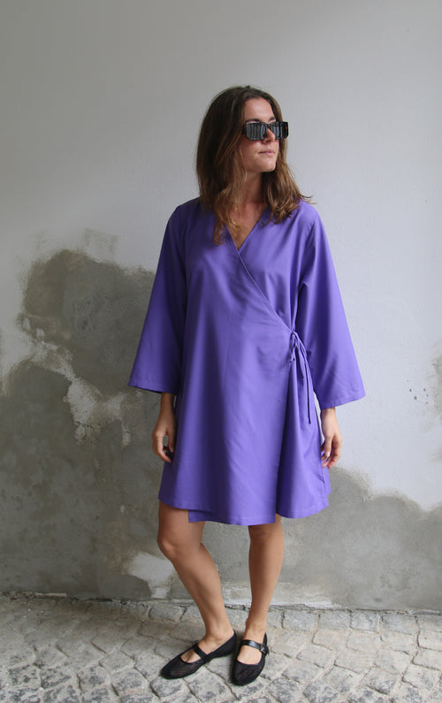 Flared Sleeve Wrap Dress