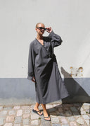 Long Ruffle Wrap Dress