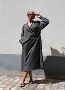 Long Ruffle Wrap Dress