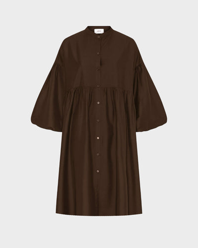 Short Bubble Sleeve Shirt Dress