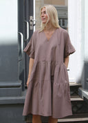 SS V Neck Drop Back Dress