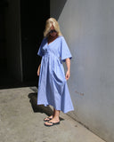 Long SS Crossover V-Neck Dress