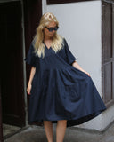 SS V Neck Drop Back Dress