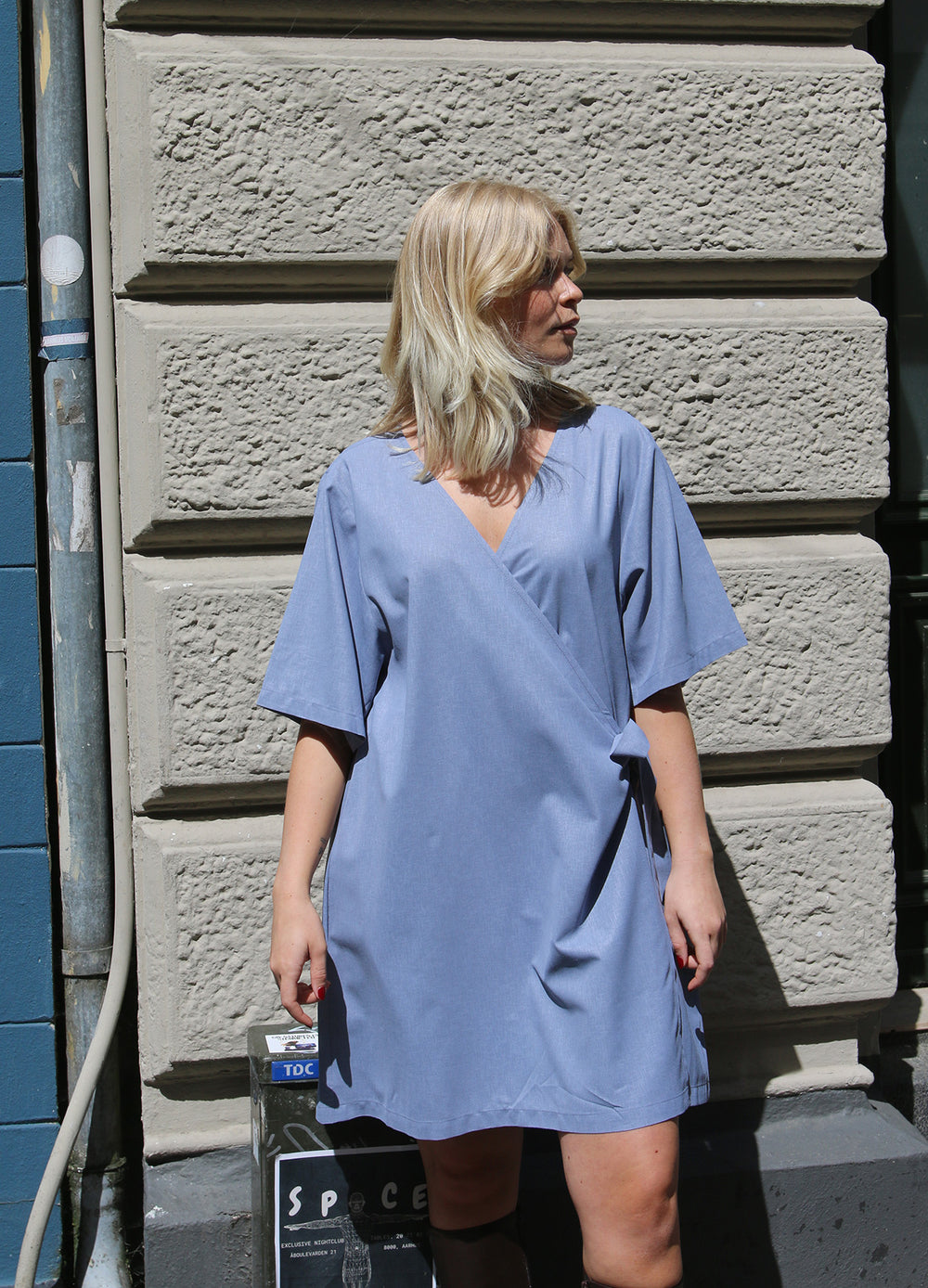 SS Plain Short Wrap Dress image 2