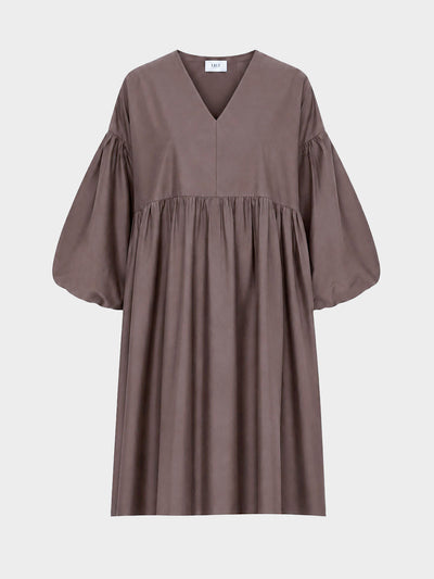 Short Bubble Sleeve V-Neck Dress