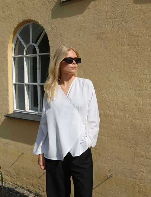 Flared Sleeve Wrap Top