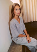 Wide Sleeve Wrap Top