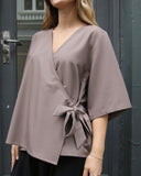 Wide Sleeve Wrap Top